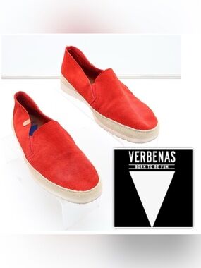 NWT Verbenas Women 9 Red Genuine Leather Suede Slip-On Espadrilles Flats Shoes